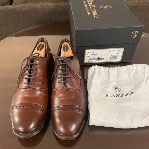 $400 Allen Edmonds Fifth Avenue Cap-toe Oxford , Dark...